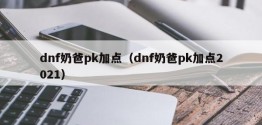 dnf奶爸pk加点（dnf奶爸pk加点2021）