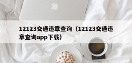 12123交通违章查询（12123交通违章查询app下载）