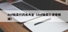 dnf拍卖行药水大全（dnf拍卖行使用明细）