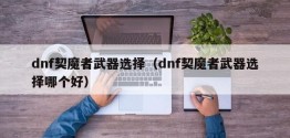 dnf契魔者武器选择（dnf契魔者武器选择哪个好）