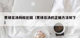 煮绿豆汤蚂蚁庄园（煮绿豆汤的正确 *** 如下）