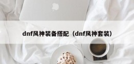 dnf风神装备搭配（dnf风神套装）