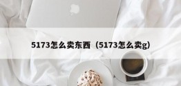 5173怎么卖东西（5173怎么卖g）