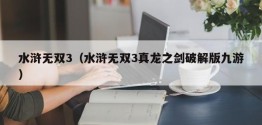 水浒无双3（水浒无双3真龙之剑破解版九游）