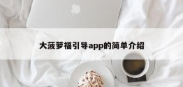 大菠萝福引导app的简单介绍