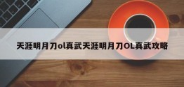 天涯明月刀ol真武天涯明月刀OL真武攻略